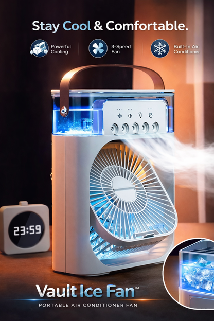 Vault IceFan™ — 3-in-1 Portable Air Cooler | Mini AC, Fan, Humidifier + LED Night Light for Home, Office & Travel