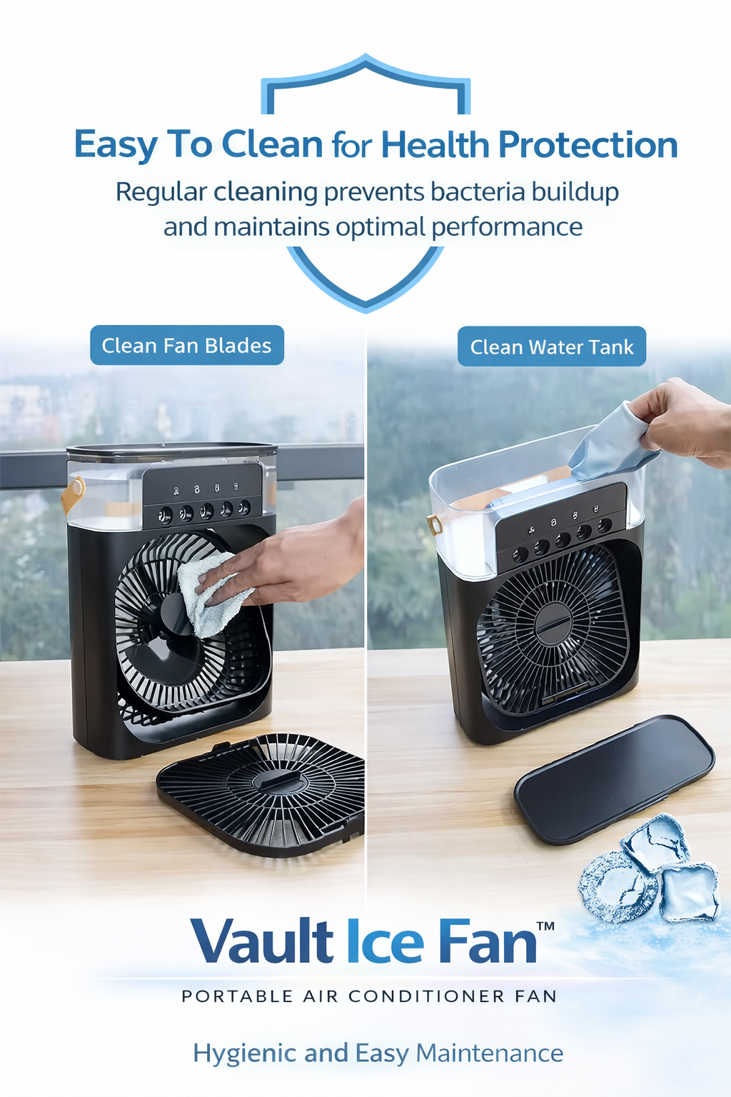 Vault IceFan™ — 3-in-1 Portable Air Cooler | Mini AC, Fan, Humidifier + LED Night Light for Home, Office & Travel