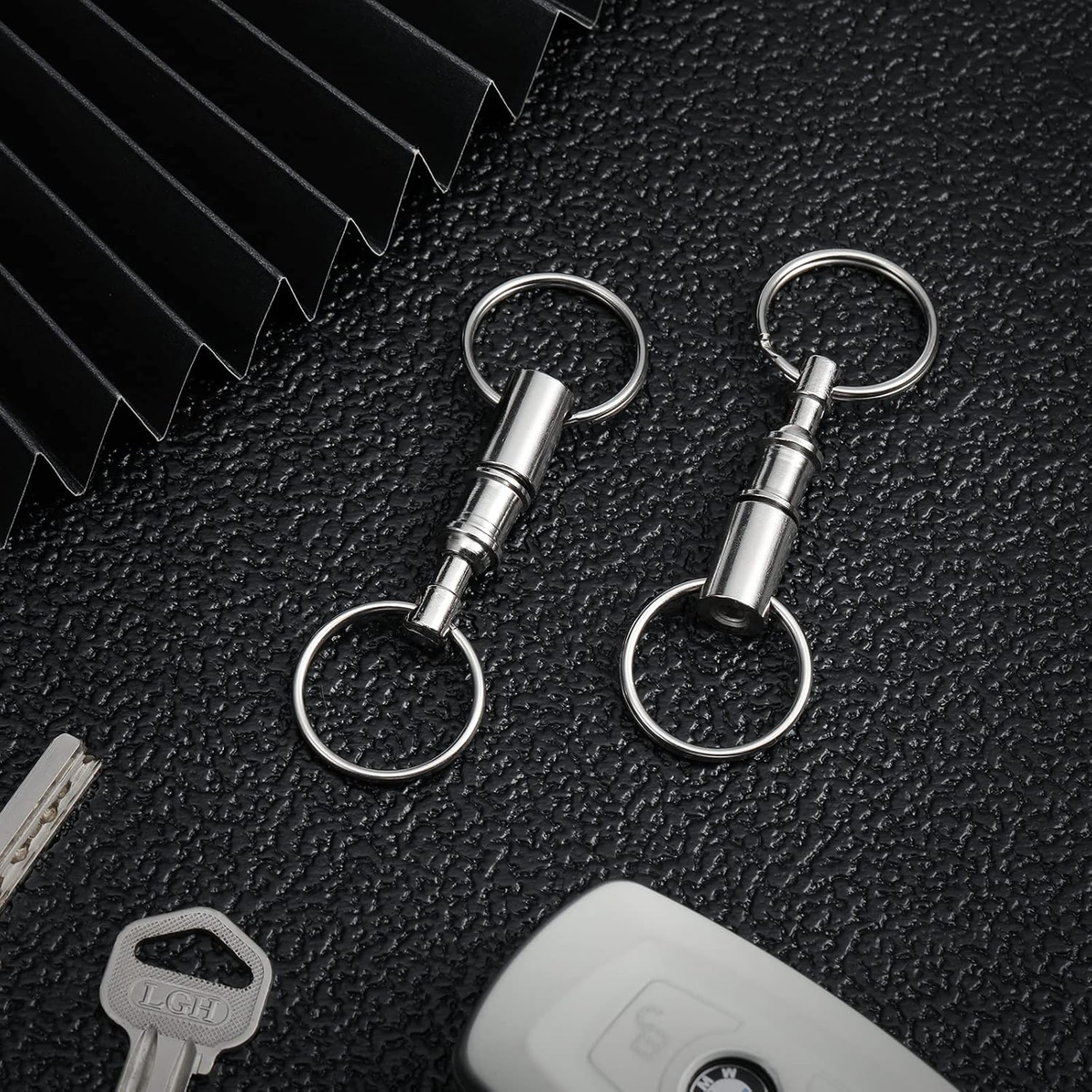 Quick-Release Stainless Steel Keychain Set – 2-Pack