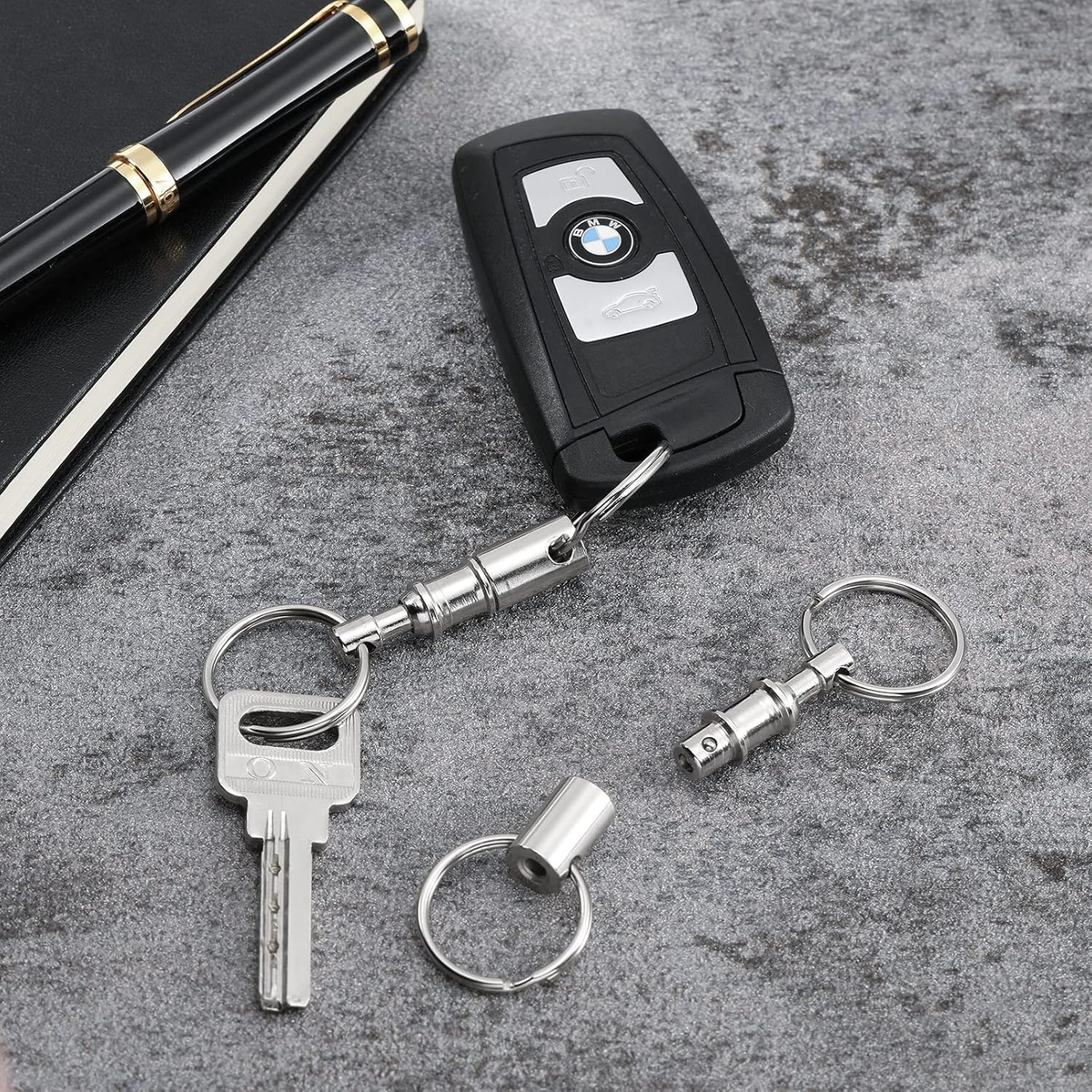 Quick-Release Stainless Steel Keychain Set – 2-Pack