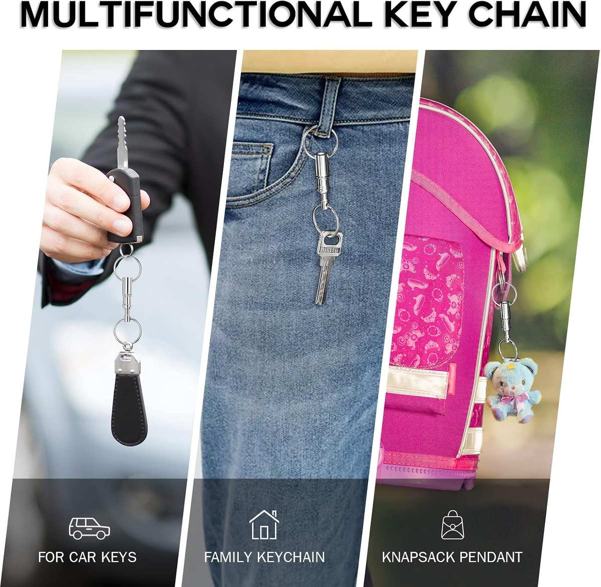 Quick-Release Stainless Steel Keychain Set – 2-Pack