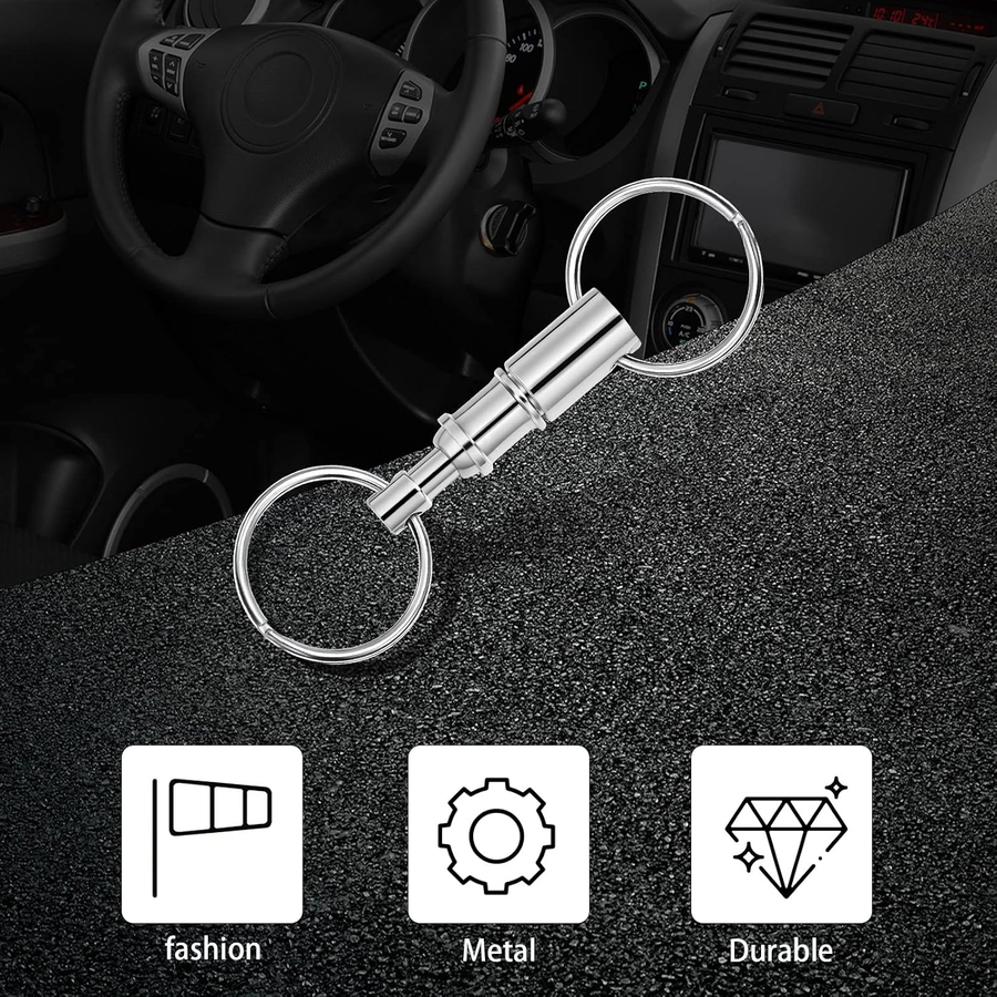 Quick-Release Stainless Steel Keychain Set – 2-Pack