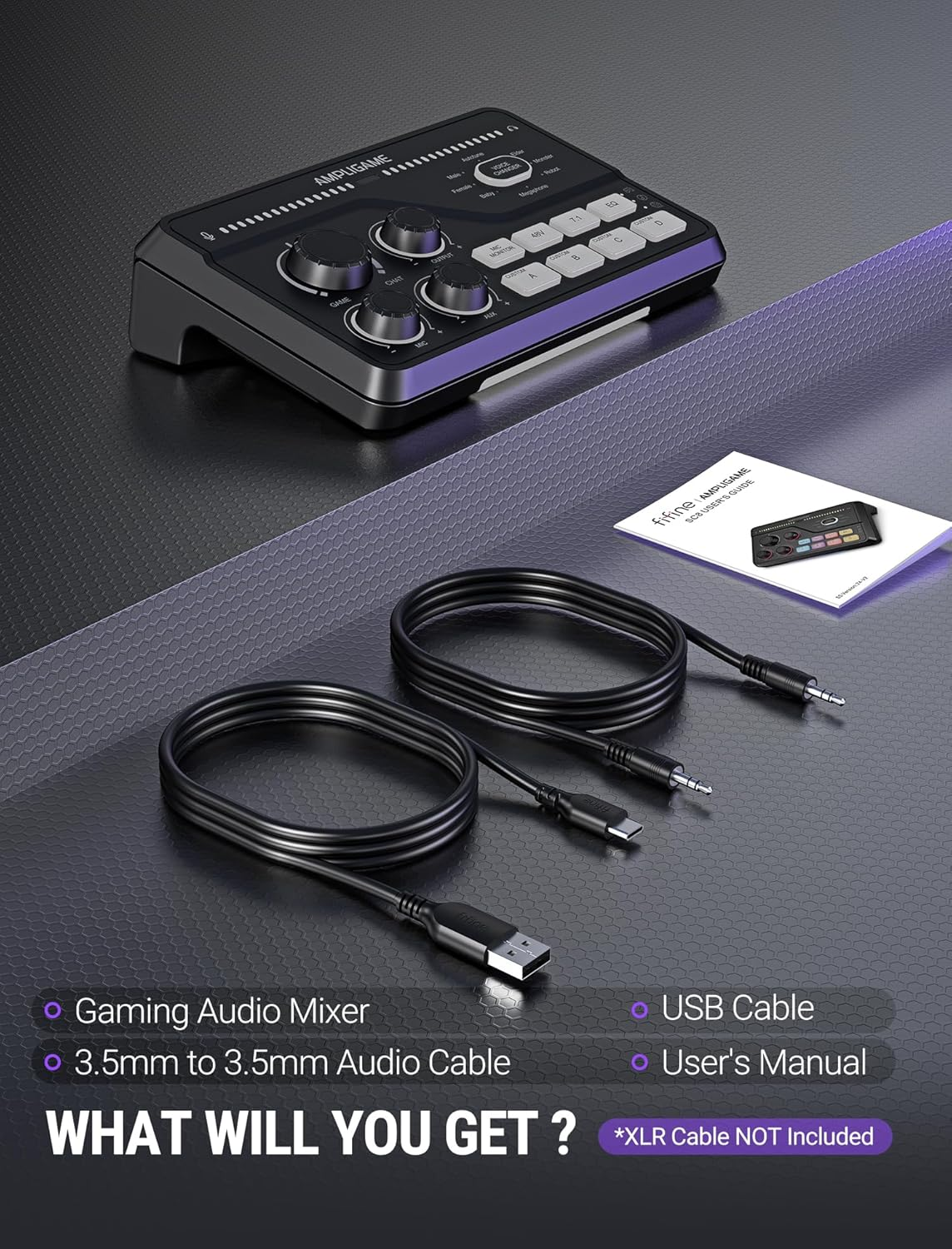 Fifine Gaming Mixer for Voice Chat and Streaming- 7.1Ch Surround Sound Headphone Amp-Xlr Preamp-Usb Plug & Play-Voice Changer-Rgb-Volume Control-3 EQ Modes Ampligame SC8