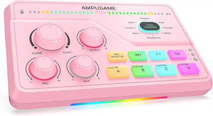 Fifine Gaming Mixer for Voice Chat and Streaming- 7.1Ch Surround Sound Headphone Amp-Xlr Preamp-Usb Plug & Play-Voice Changer-Rgb-Volume Control-3 EQ Modes Ampligame SC8