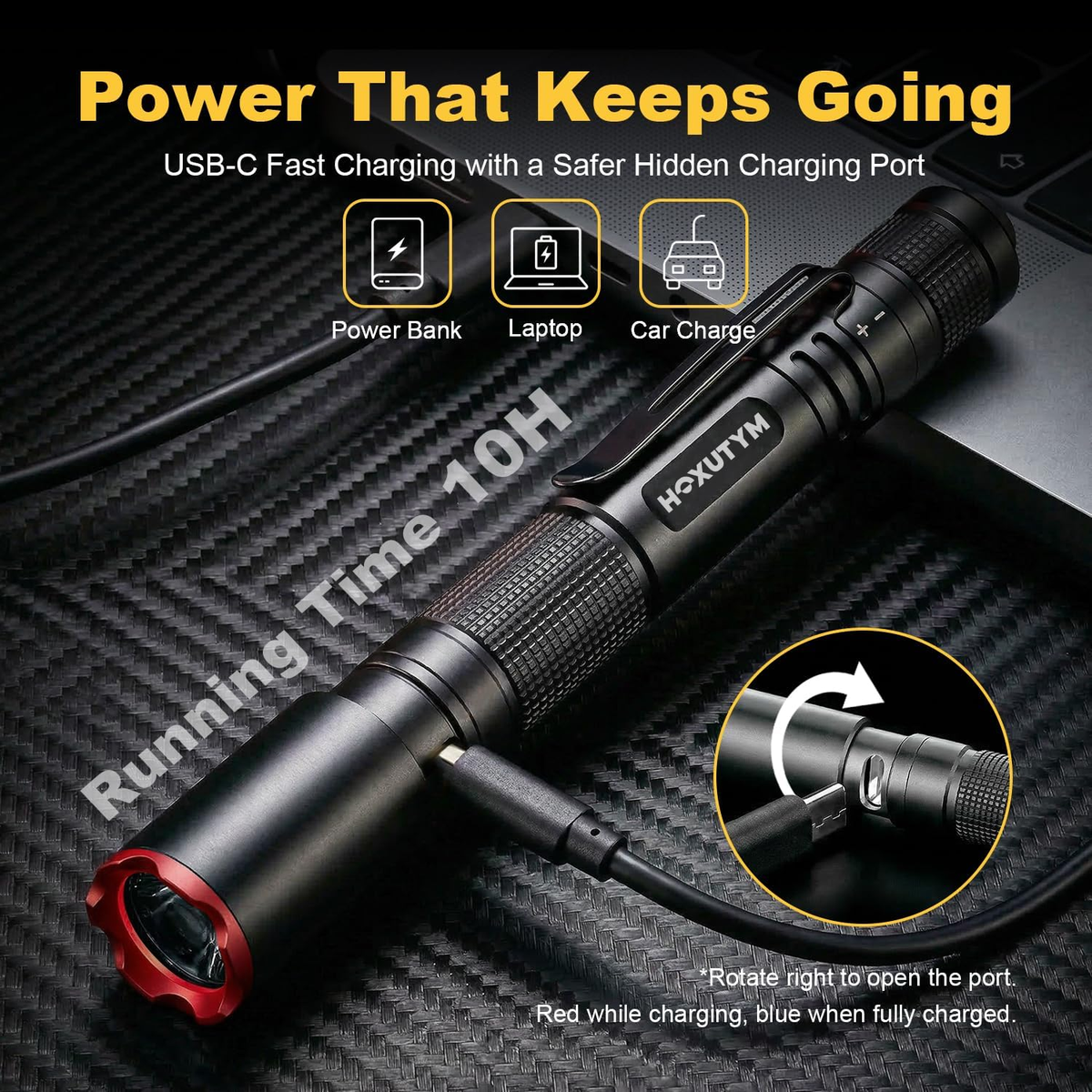 Hoxutym Rechargeable EDC Pen Flashlight