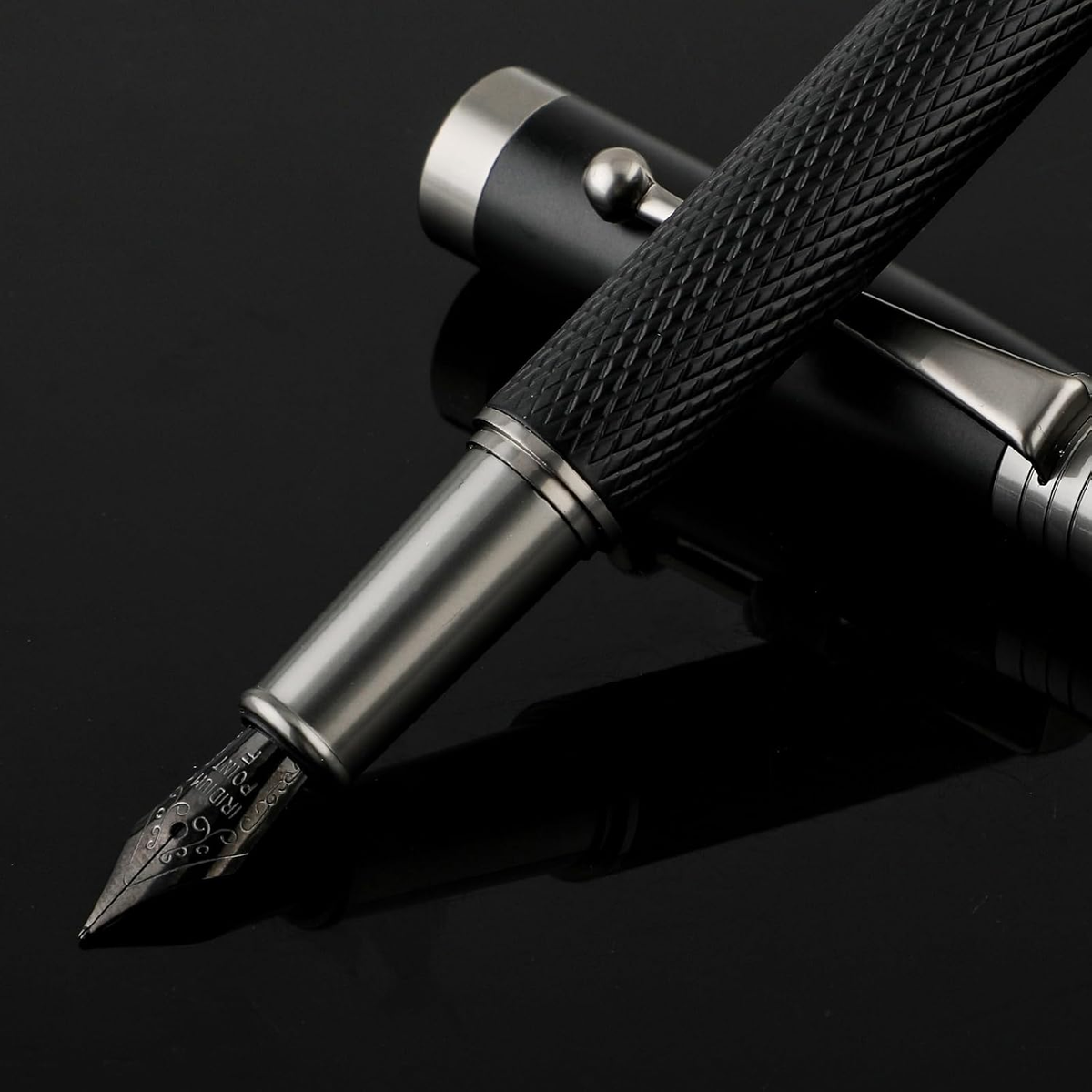 Luxury Black & Gold Dragon-Scale Fountain Pen Set