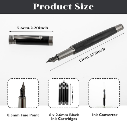 Luxury Black & Gold Dragon-Scale Fountain Pen Set