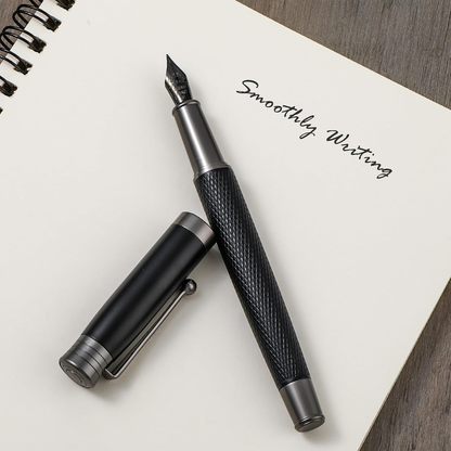 Luxury Black & Gold Dragon-Scale Fountain Pen Set