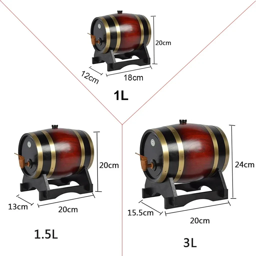 New 1L/1.5L/3L Wood Wine Barrel Vintage Oak Beer Brewing Accessories Whiskey Storage Container Home Decoration Wine Bar Tools