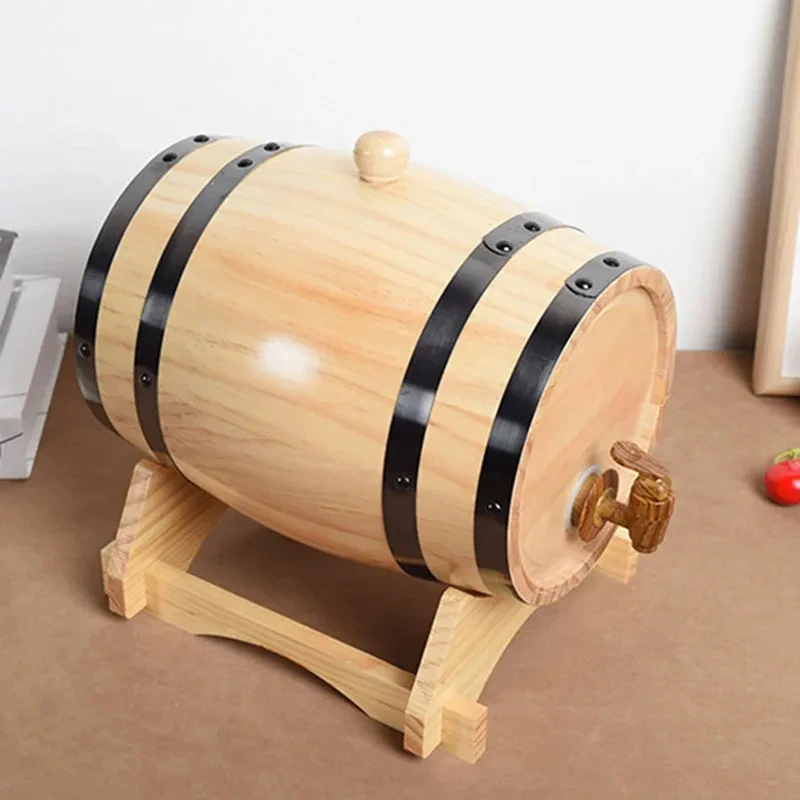 New 1L/1.5L/3L Wood Wine Barrel Vintage Oak Beer Brewing Accessories Whiskey Storage Container Home Decoration Wine Bar Tools