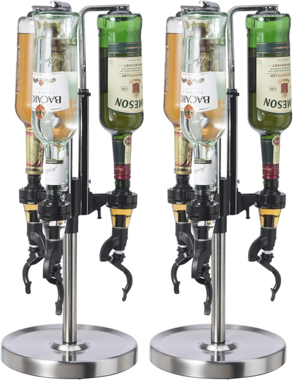 OGGI Professional 3-Bottle Revolving Liquor Dispenser, Stainless Steel