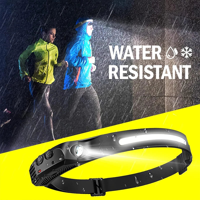 1~5Pack Headlamp USB Rechargeable LED Sensor Flashlight XPE+COB Torch Camping Waterproof Headlight for Fishing Lantern