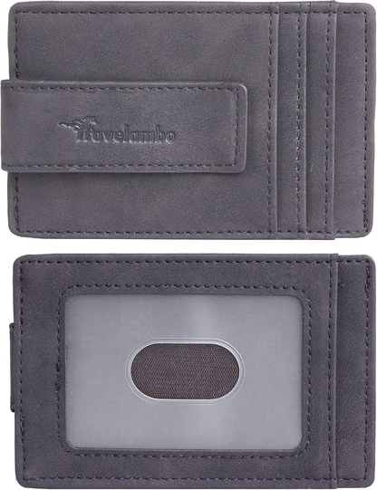 Slim RFID Leather Money Clip Wallet