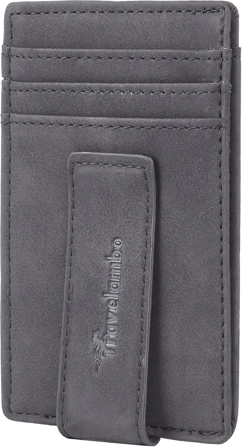 Slim RFID Leather Money Clip Wallet