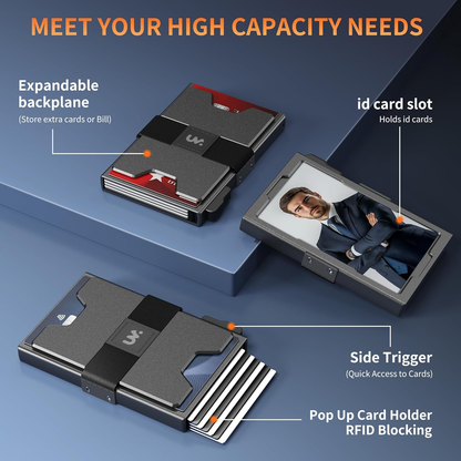 Slim RFID Metal Wallet with Pop-Up Card Holder