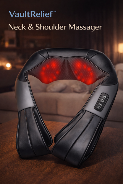 Vault Relief™ Nekteck Shiatsu Neck Massager with Heat for Pain Relief Deep Tissue, 2026 Upgraded 3D Back Shoulder Kneading Massage Pillow, Body Muscle Relaxation Tools Gifts for Him Her, Black (NOT Cordless)