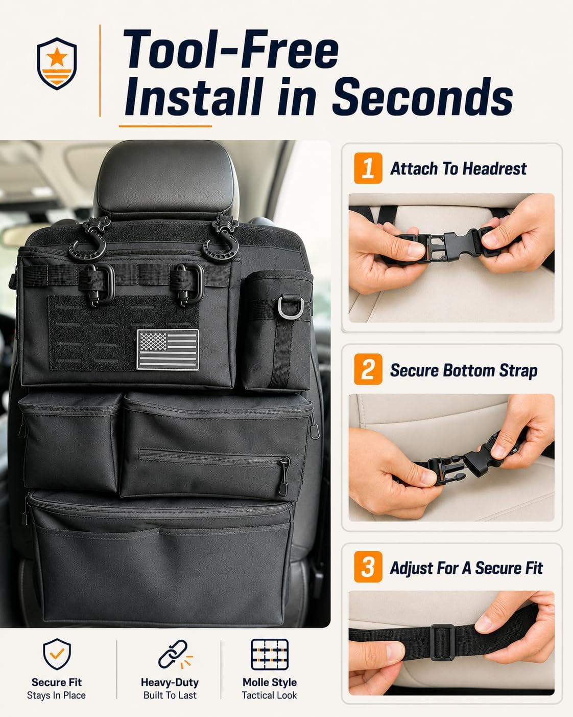 Viral Vault Tactical Seat Back Organizer