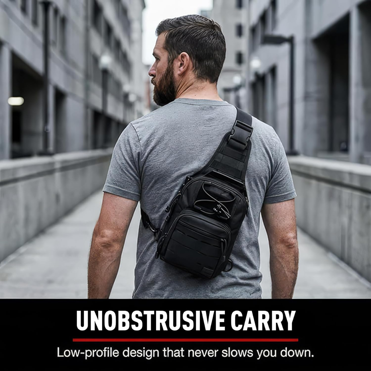 WOLF TACTICAL EDC Sling Bag - Concealed Carry Shoulder Bag for Range, Travel, Hiking, Outdoor Sports