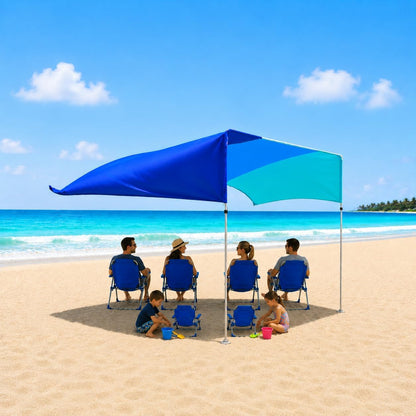 Millionshades® Beach Shade Sail – No Ropes, No Sandbags, Quiet in Wind, 8X8 Ft Wind-Propelled® Beach Shade Canopy, UPF 50+, Cozy for 2-3 People
