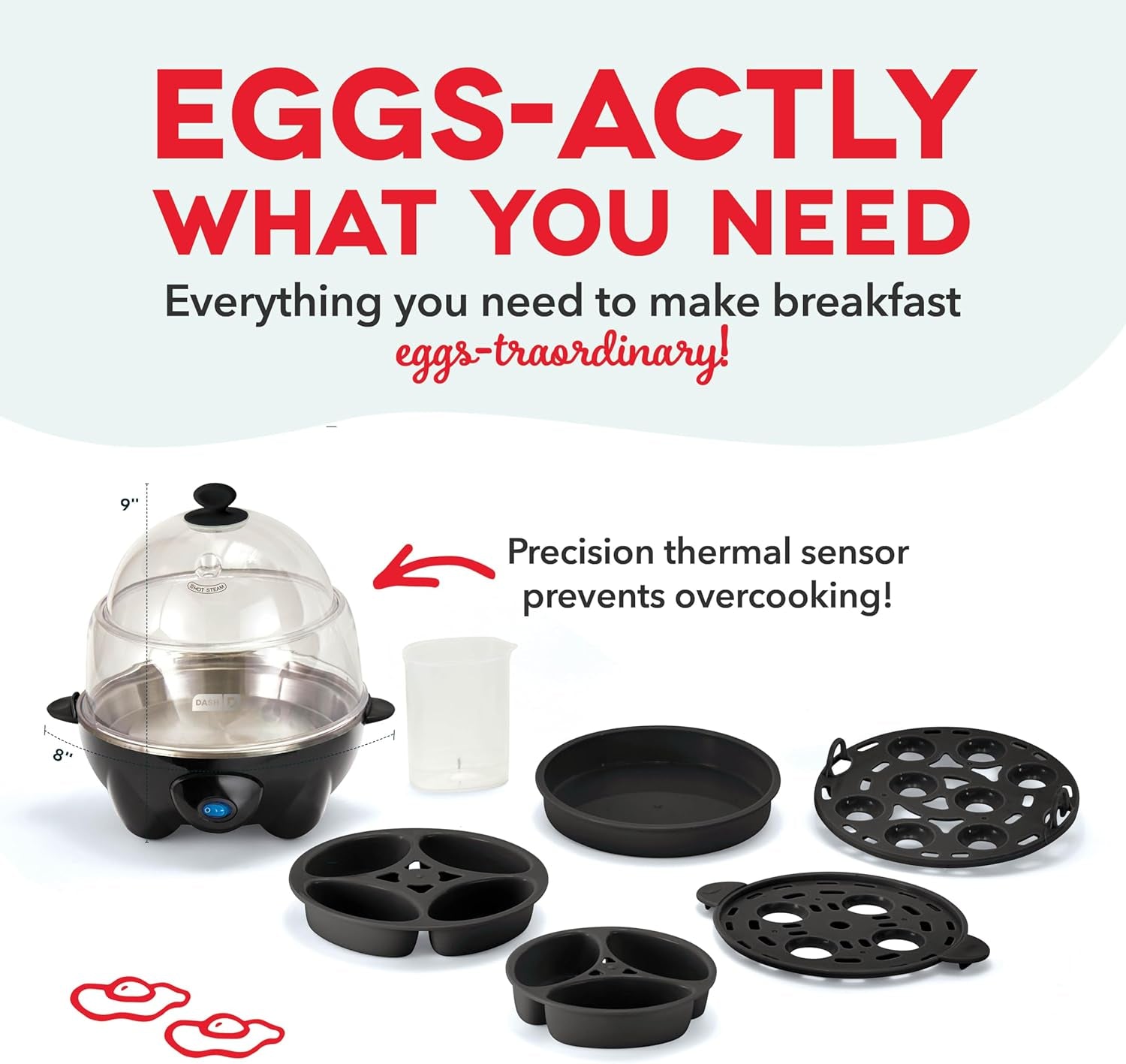 Ultimate Deluxe Rapid Egg Cooker - Perfectly Cook 12 Eggs, Poached, Scrambled, or Steamed with Auto Shut-Off - Sleek Black Design