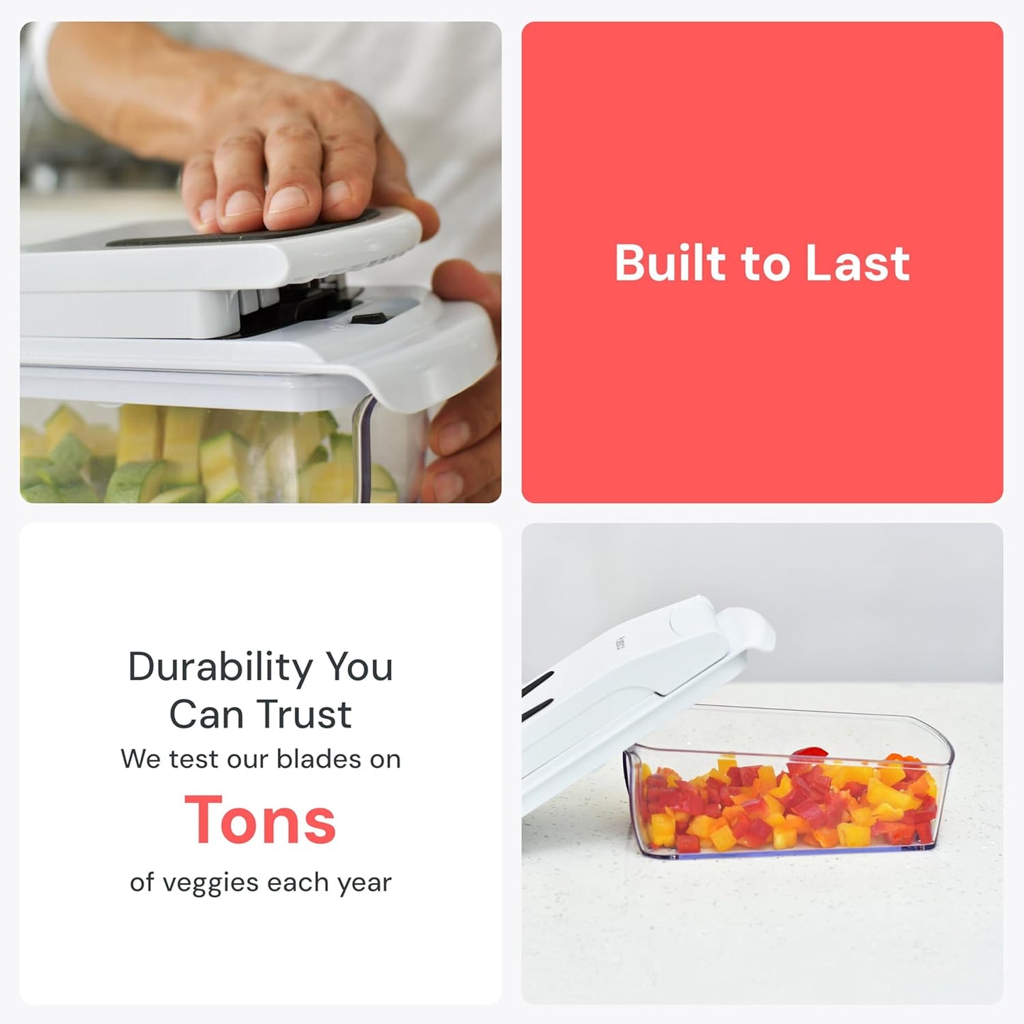 the Original Pro Chopper - Vegetable Chopper and Spiralizer, Food Chopper with Container, Fruit Slicer, Kitchen Gadgets & Accessories, Home Essentials (4 in 1, White)