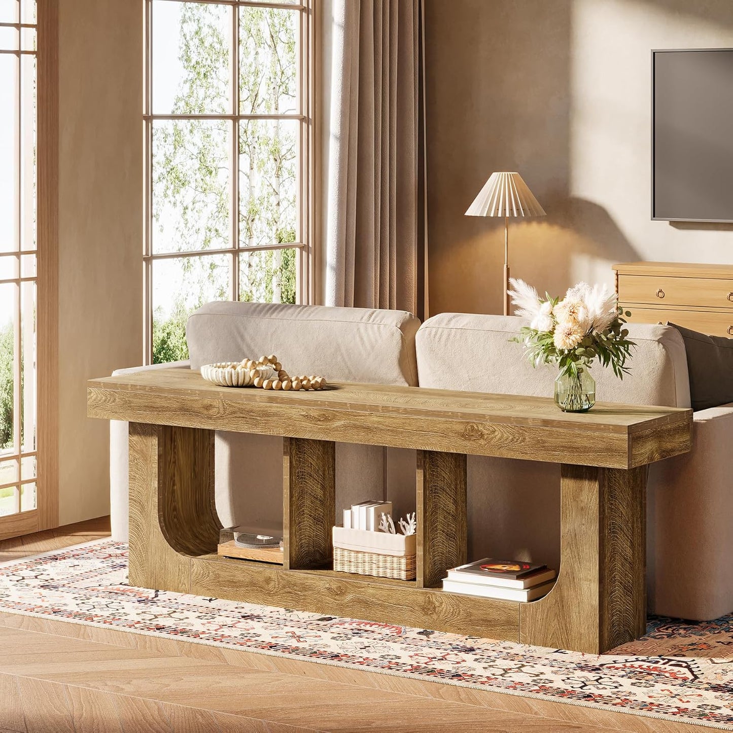 Tribesigns TV Stand for 70-Inch Tvs, 63-Inch Entertainment Center with Storage Shelf, Modern Wood TV Console for Living Room, Bedroom, Brown