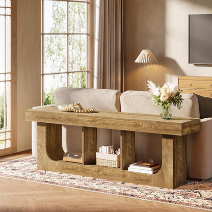 Tribesigns TV Stand for 70-Inch Tvs, 63-Inch Entertainment Center with Storage Shelf, Modern Wood TV Console for Living Room, Bedroom, Brown