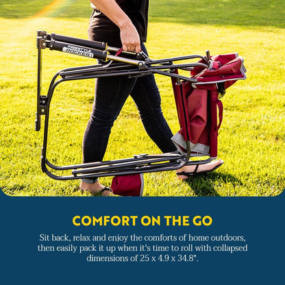 Freestyle Rocker Camping Chair | Portable Folding Rocking Chair with Solid, Durable Armrests, Drink Holder & Comfortable Backrest — Indigo Blue