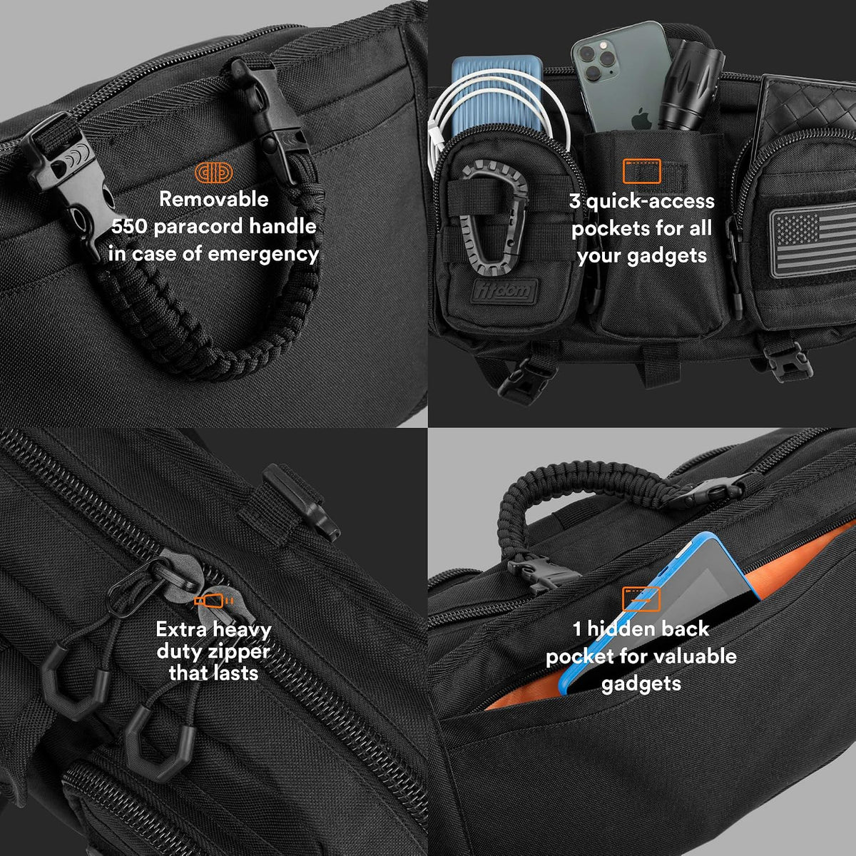 Fitdom Tactical Everyday Sling Bag – Heavy-Duty EDC Crossbody Bag with MOLLE Webbing