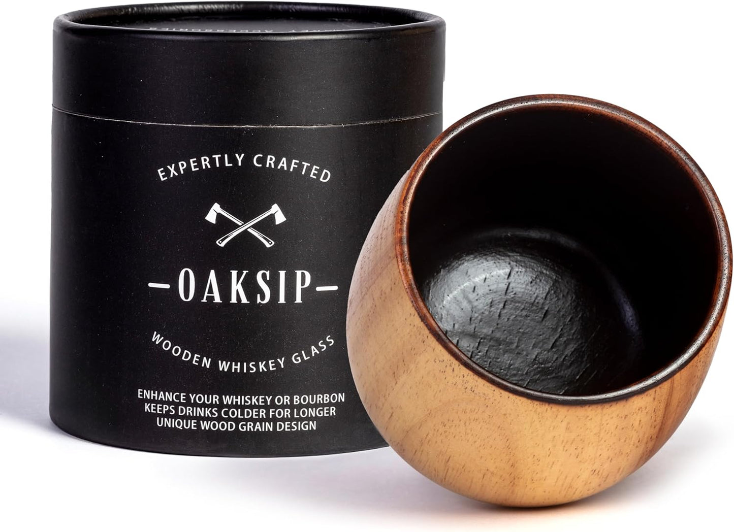 The Original Wooden Bourbon Drinking Glass Bourbon Gifts for Men | Wooden Old Fashioned Glass | Great Whiskey Gifts for Husband, Dad, or Brother | Perfect Present for Men Who Have Everything