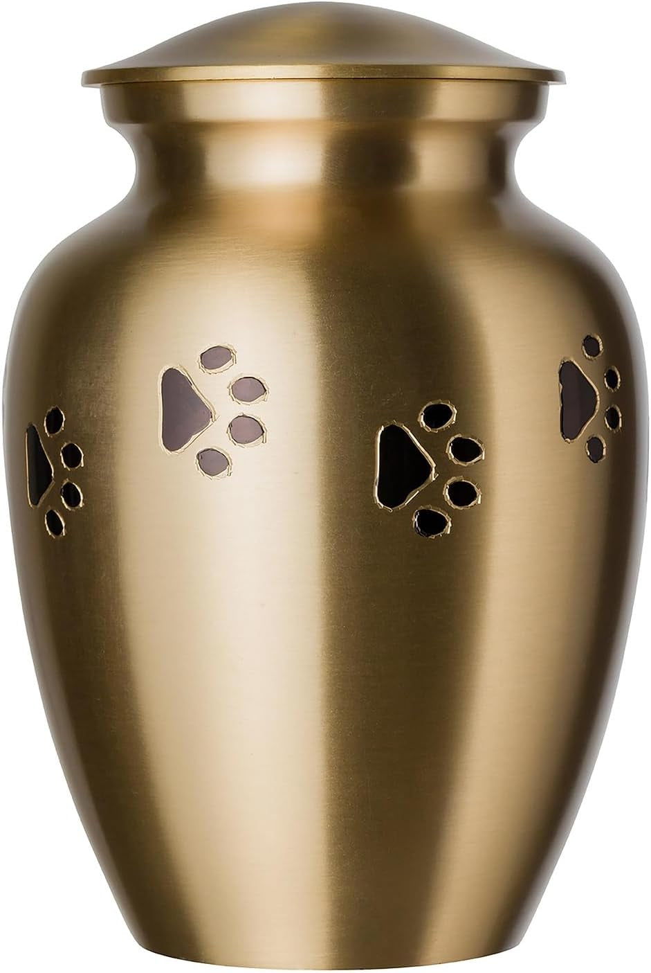 Ottillie Paws Legacy Series Pet Urn for Dogs and Cats, Handmade Brass Memorial Cremation Urn (Small - Pets up to 25 Lbs, Pewter, Vertical Brass Paws)
