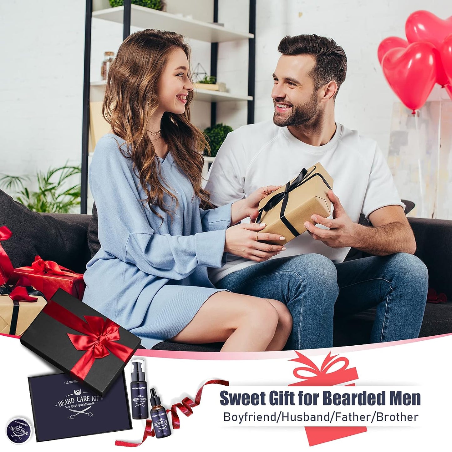 Lionmane Beard Care Gifts Kit for Men - Beard Mustache Grooming Kit | Beard Balm, Beard Wash, Beard Oil, Brush, Scissors - Birthday Anniversary Gifts for Husband/Boyfriend/Dad/Him
