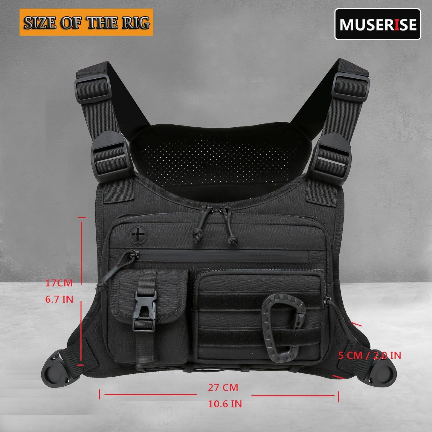 Outdoor Chest Bag for Men and Women, Tactical Vest for Running, Cycling, EDC Chest Pack Rig for Sports and Workouts