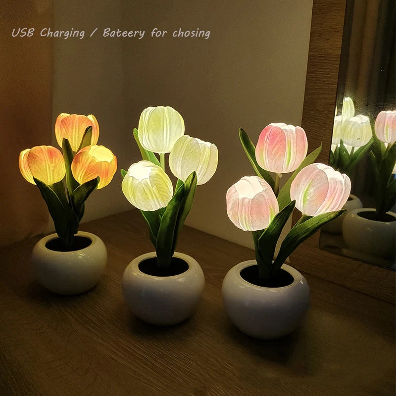 Vault Bloom™ LED Tulip Lamp Night Simulation Flower Atmosphere Desk Light Room Table Decoration Lamp Gift for Girl Friend