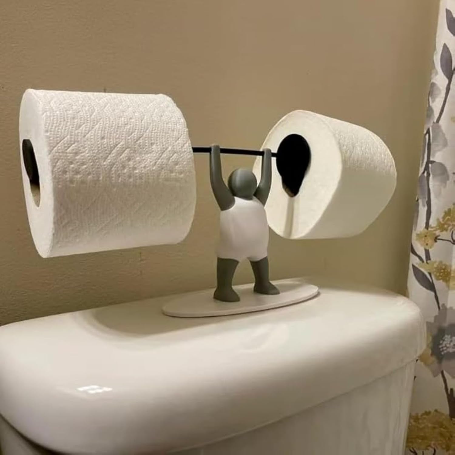 Stand Weightlifter with Barbell, Weightlifter Toilet Roll Holder,Fitness Enthusiasts Fun Bathroom Kitchen Decor, Unique 3D Printed Design Toilet Paper Holder