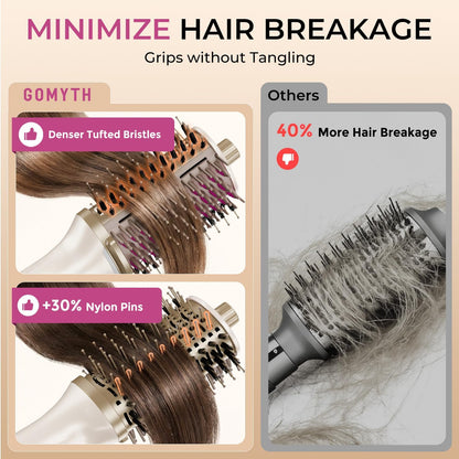 VaultAir™ Pro Styler Upgraded 5-In-1 Blow Dryer Brush with Heated Comb - Volumizer Hair Dryer Brush for Wet & Dry Hair, Ideal for Thick Curly Hair, Salon Blowout, Frizz-Free Shiny Hair, Reduced Heat Damage - 70Mm