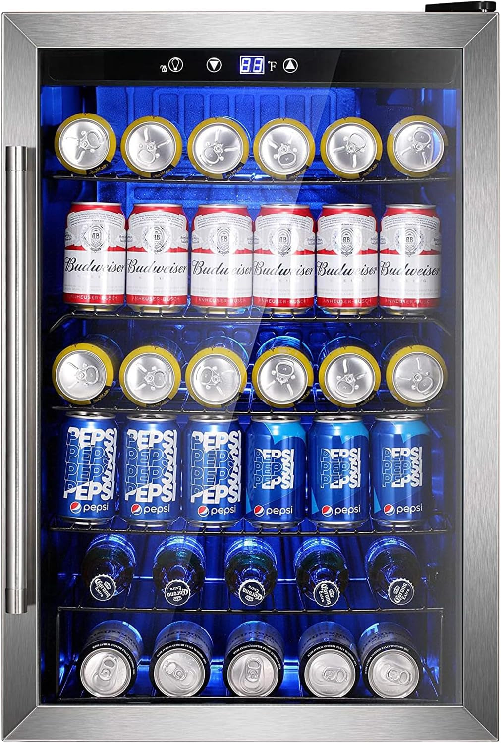 Mini Fridge 130 Can Beverage Refrigerator Cooler, 3.2 Cu.Ft Drink Fridge for Soda Wine Beer, Adjustable Temperature Control for Home Office, Black