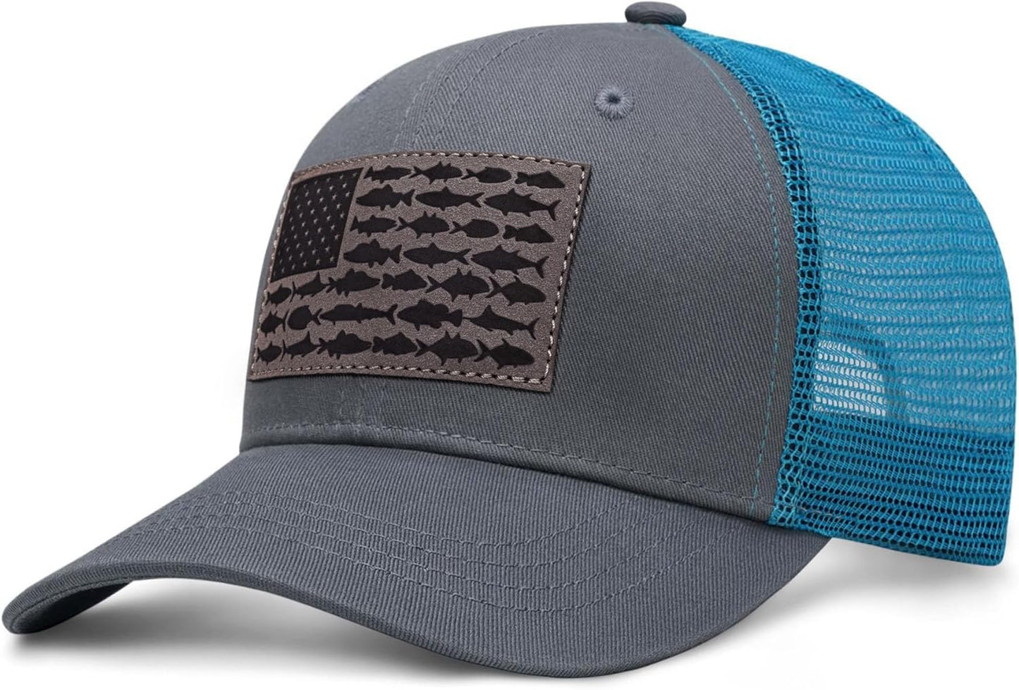 American Fish Flag Trucker Hat, Fishing Gifts for Men, Snapback Fishing Hat Perfect for Fishing and Daily Use