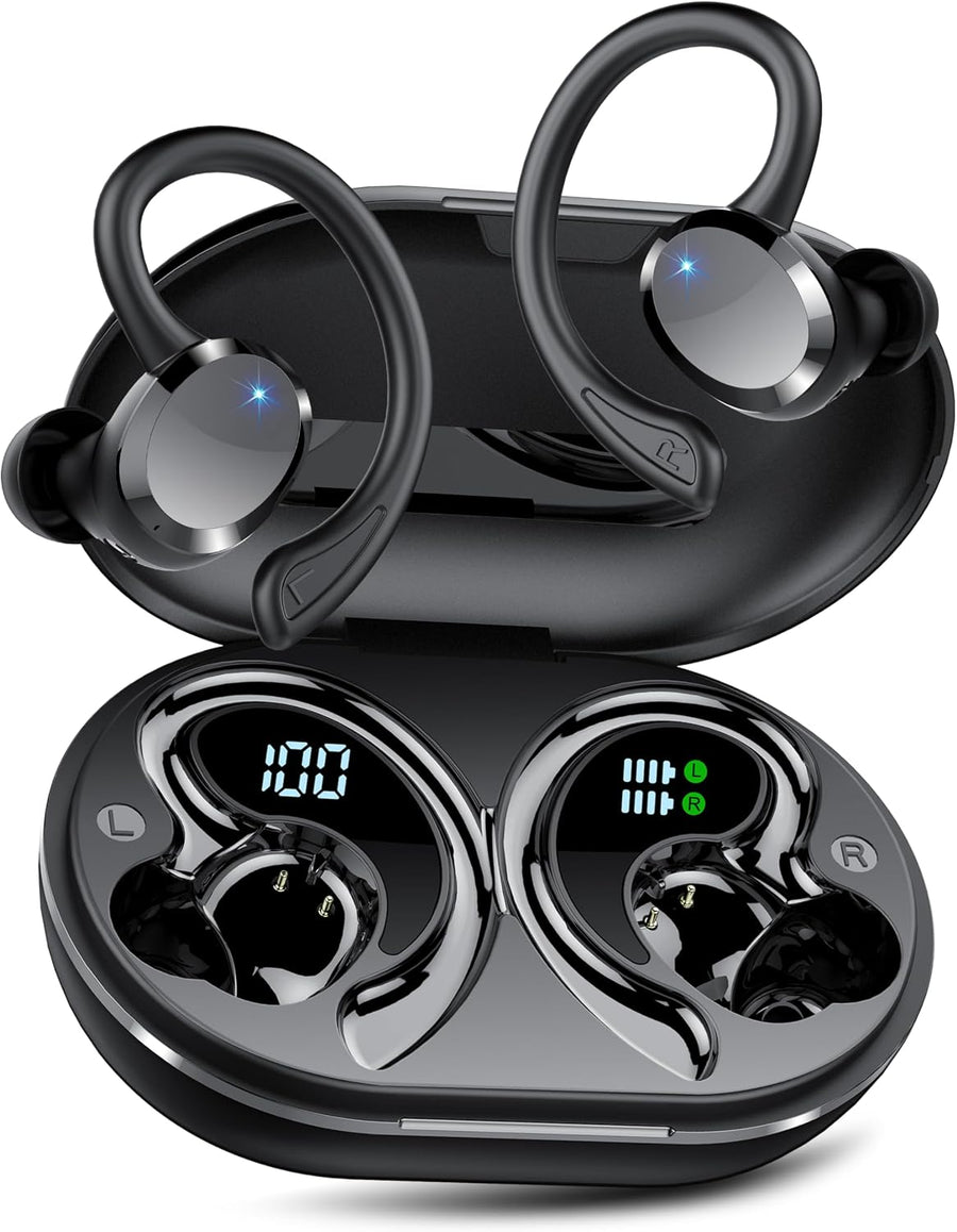 Wireless Earbuds 128Hrs Bluetooth 5.3 Headphone Sport, 2026 Bluetooth Earbuds Stereo Deep Bass over Ear Bud with Earhooks, ENC Noise Cancelling Mic, IPX7 Waterproof Earphone for Workout/Running