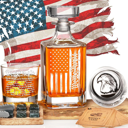 Gift Whiskey Decanter Set with 2 Glasses, Unique Cool Dad Birthday Gift from Daughter Son, Best Christmas Retirement Present for Man Father
