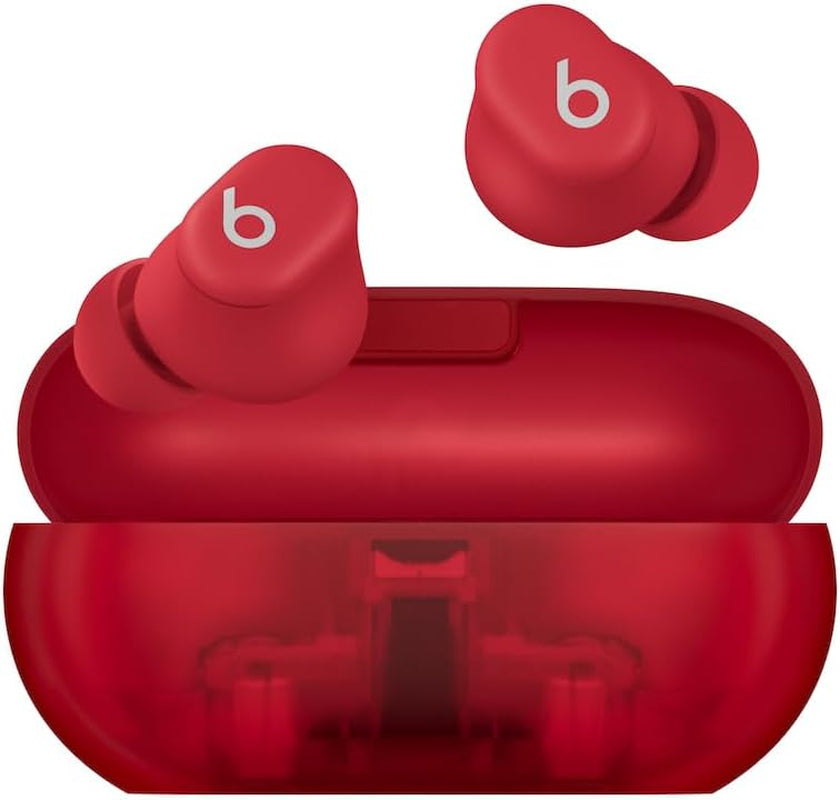 Beats Solo Buds - Wireless Bluetooth Earbuds | 18 Hours of Battery Life | Apple & Android Compatibility | Built-In Microphone - Transparent Red