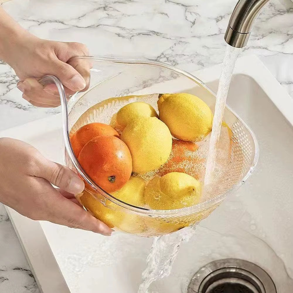 Rice Washing Bowl Plastic Colander Sieve Vegetable Drainer Basket Kitchen Tools Food Beans Sieve Fruit Drainer