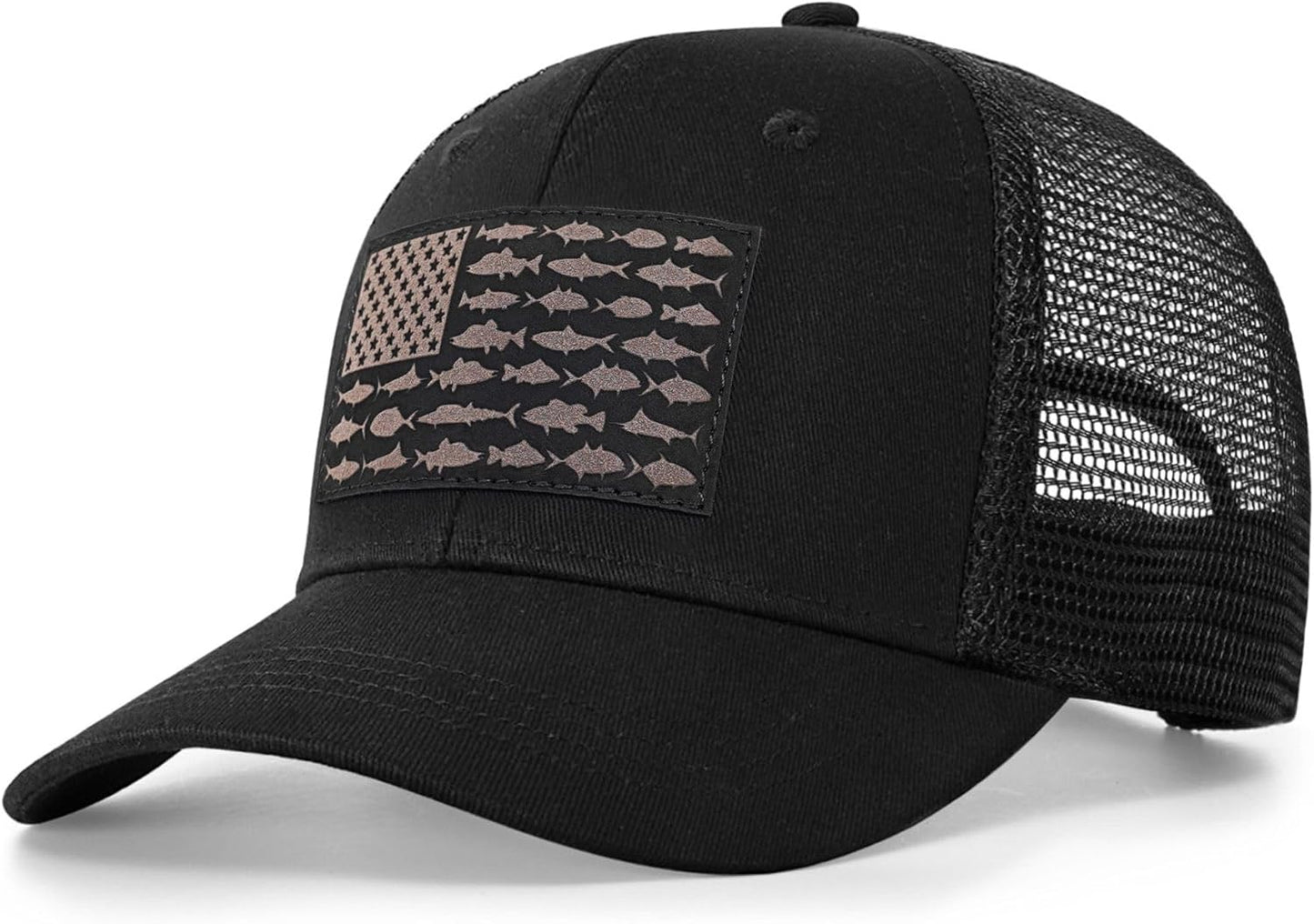 American Fish Flag Trucker Hat, Fishing Gifts for Men, Snapback Fishing Hat Perfect for Fishing and Daily Use
