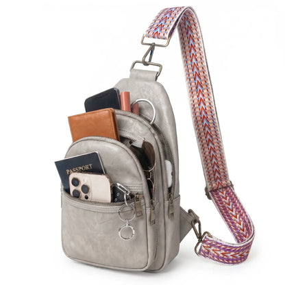 Unisex Brown Crossbody Sling Bag – Water-Resistant PU Leather Travel Bag
