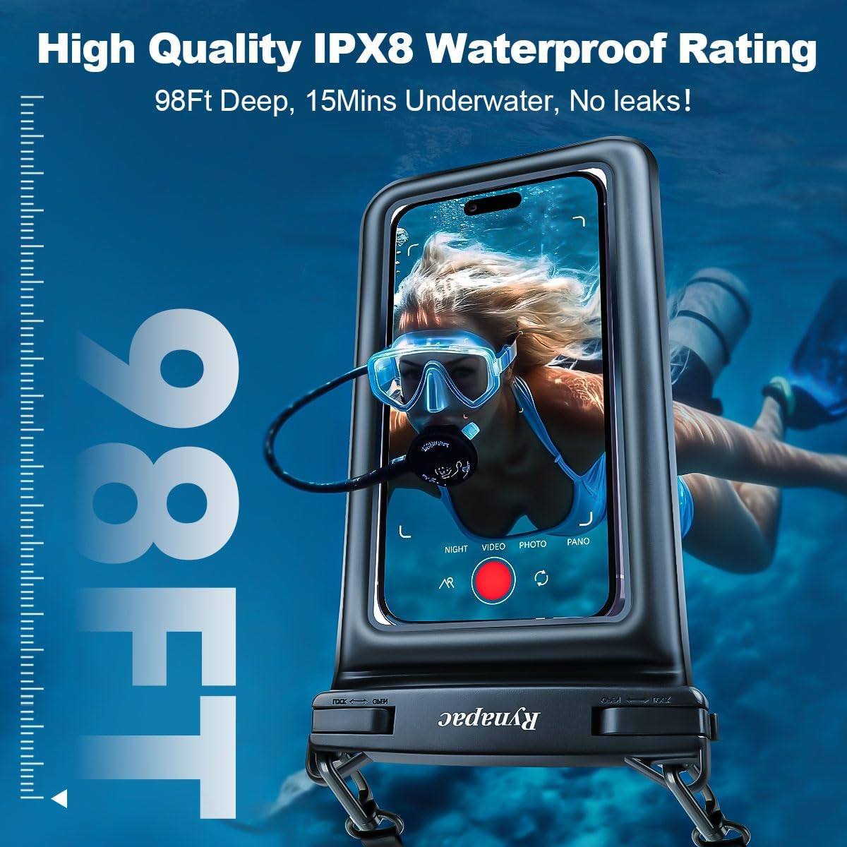 [Up to 8.5''] Floating Waterproof Phone Pouch 2 Pack, IPX8 Double Space Waterproof Phone Case with Lanyard for Iphone 17 16 15 Pro Max, Galaxy S25 Ultra, Cellphone Dry Bag Beach Cruise Ship Essentials