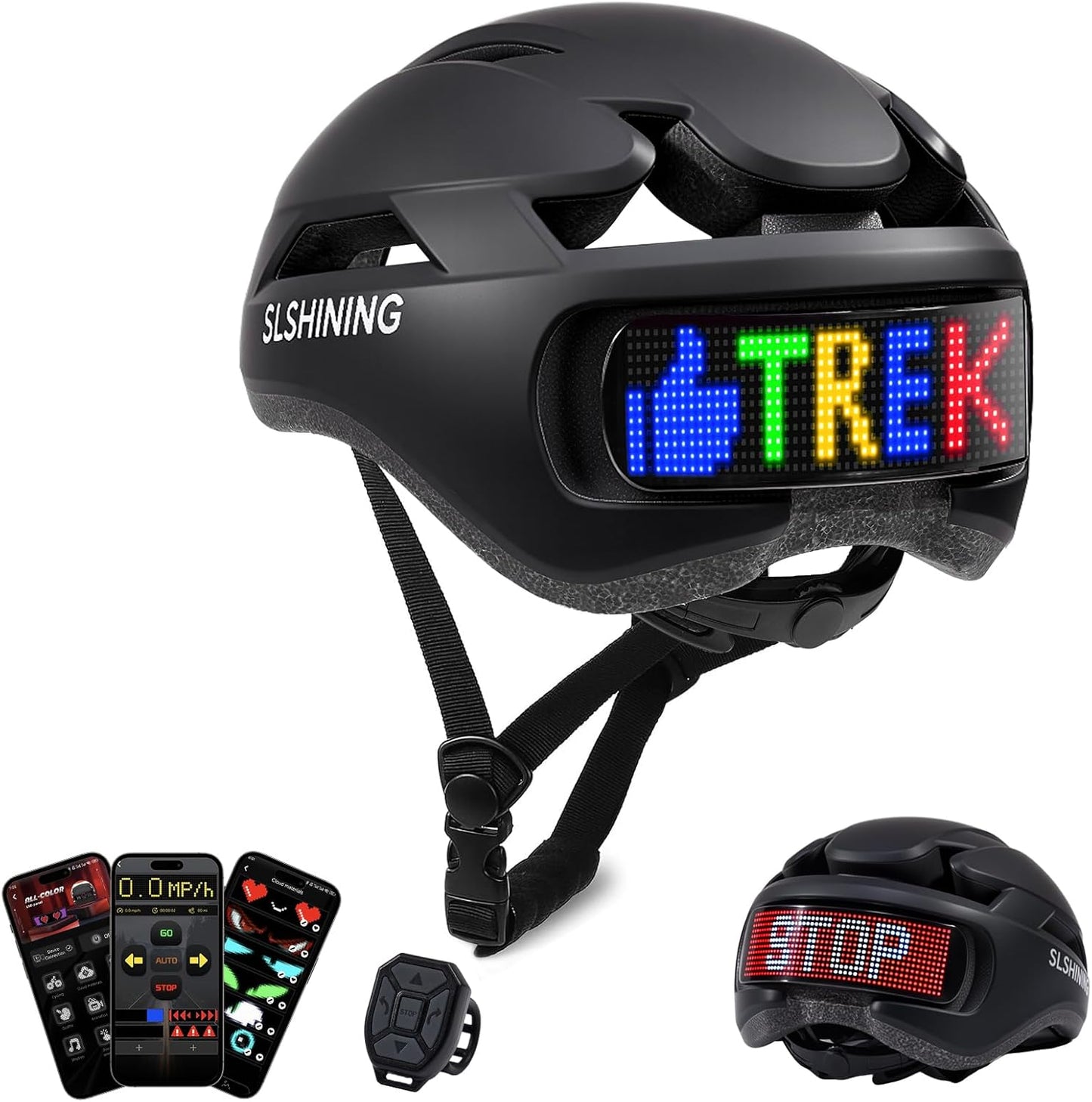 Bike Helmet, Bicycle Helmets with Light, 360° High Visibility LED Display, Lightweight Adjustable Mountain Bike Helmet with Turn Signals, Smart APP Controlled, Helmets for Adults, Youth, Men & Women