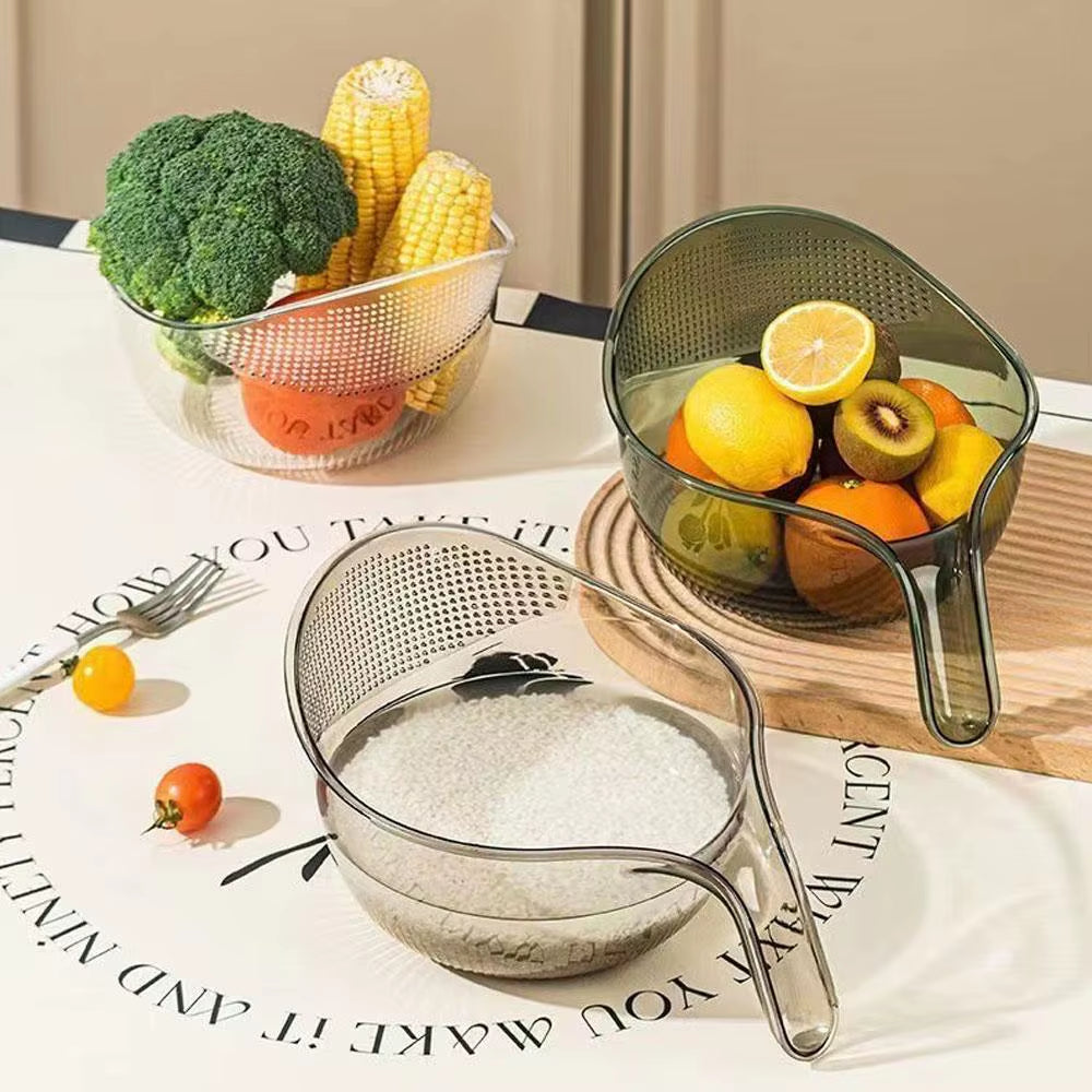 Rice Washing Bowl Plastic Colander Sieve Vegetable Drainer Basket Kitchen Tools Food Beans Sieve Fruit Drainer