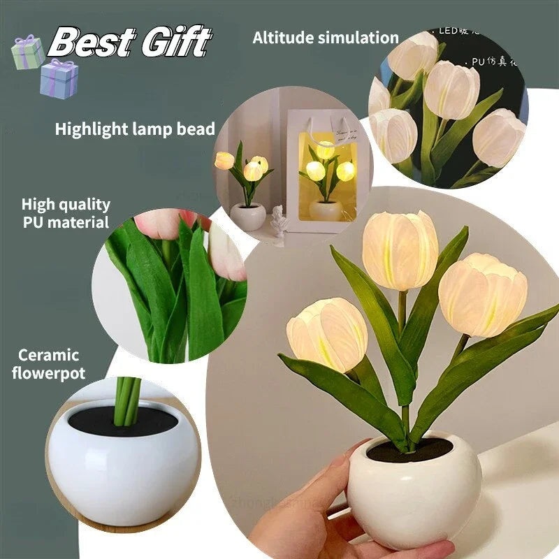 Vault Bloom™ LED Tulip Lamp Night Simulation Flower Atmosphere Desk Light Room Table Decoration Lamp Gift for Girl Friend