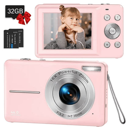 ACTITOP Digital Camera FHD1080P 44MP Portable Camera for Kids 2.4"LCD Screen Small Video Camera with 32G Card