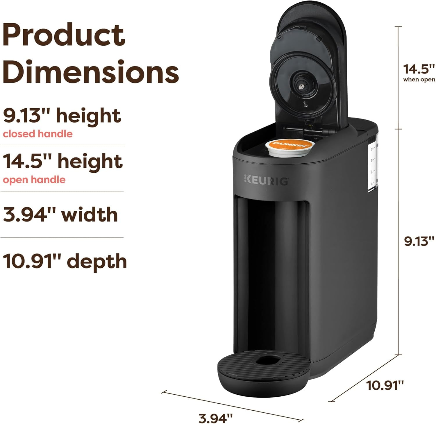 Keurig K-Mini Mate Single Serve Coffee Maker – Ultra-Compact 4” Width, Travel Mug Friendly, Ideal Holiday Gift for Small Spaces, Black